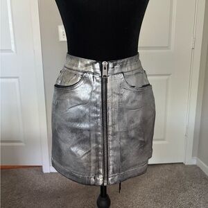 All Saints Metallic Silver Mini Skirt